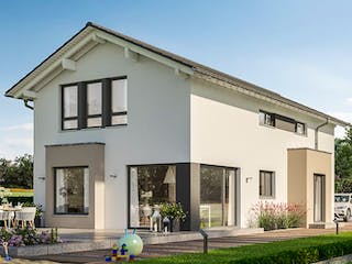 Fertighaus SUNSHINE 156 V2 von Living Fertighaus Schlüsselfertig ab 356800€, Satteldach-Klassiker Außenansicht 1
