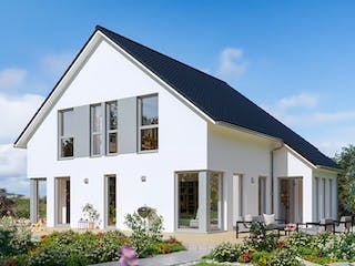 Fertighaus SUNSHINE 167 V2 von Living Fertighaus Schlüsselfertig ab 369050€, Satteldach-Klassiker Außenansicht 1
