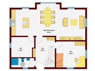 Massivhaus Villa Frankfurt von Elmbau, Stadtvilla Grundriss 1