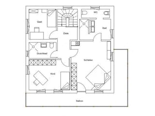 Fertighaus Vitalhaus Kirchberg von Regnauer Hausbau, Satteldach-Klassiker Grundriss 1