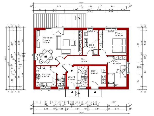 Massivhaus Zweifamilienhaus 143 von Grundsteinhaus Schlüsselfertig ab 277800€,  Grundriss 2