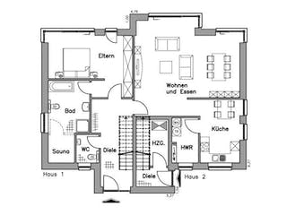 Massivhaus Zweifamilienhaus ZH200 Variante M von Baudirekt, Grundriss 1