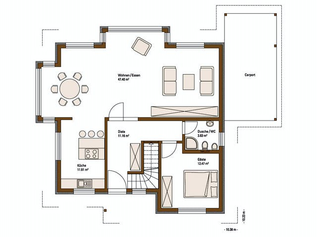 Fertighaus MH Bad Vilbel von Fertighaus WEISS Schlüsselfertig ab 358000€, Satteldach-Klassiker Grundriss 1