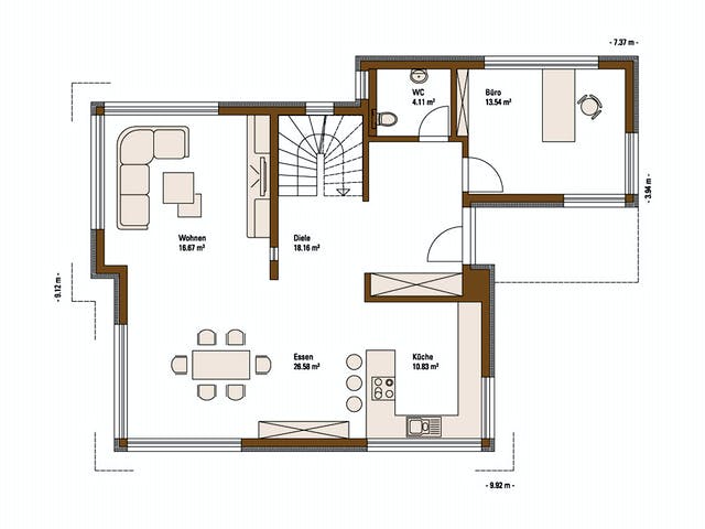 Fertighaus MH EMOTION von Fertighaus WEISS Schlüsselfertig ab 481191€, Pultdachhaus Grundriss 1