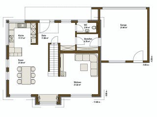 Fertighaus MH LIFE von WEISS Holzhaus Schlüsselfertig ab 418844€, Satteldach-Klassiker Grundriss 1