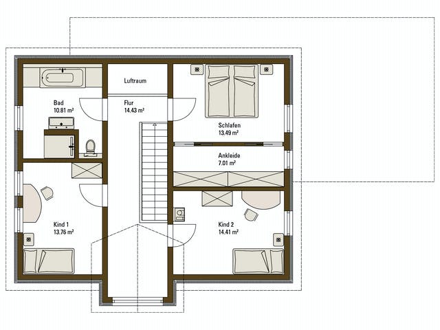 Fertighaus MH LIFE von Fertighaus WEISS Schlüsselfertig ab 402735€, Satteldach-Klassiker Grundriss 2