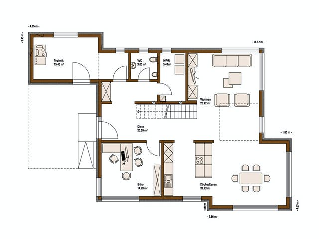 Fertighaus MH Mannheim - FUTURE von Fertighaus WEISS Schlüsselfertig ab 518512€, Satteldach-Klassiker Grundriss 1