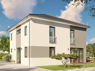 Massivhaus Florenz von MHW Haas Wohnbau, Stadtvilla Außenansicht 2