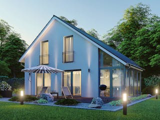 Massivhaus Verona von MHW Haas Wohnbau, Satteldach-Klassiker Außenansicht 3