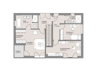Fertighaus Hanghaus Grossmann mit begrünter Dachterrasse von MYMassivhaus, Pultdachhaus Grundriss 2