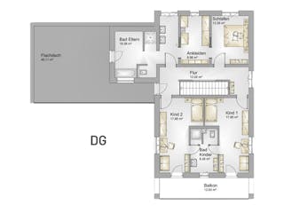 Massivhaus Massivhaus Thumann mit Satteldach und Sauna von MYMassivhaus, Satteldach-Klassiker Grundriss 2