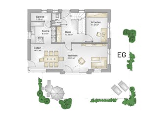 Massivhaus Massivhaus Thumann von MYMassivhaus, Satteldach-Klassiker Grundriss 1