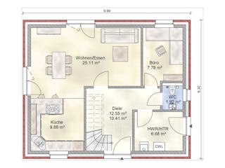 Massivhaus Einfeld von Nissen Massivhaus, Satteldach-Klassiker Grundriss 1