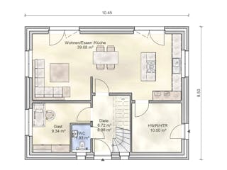 Massivhaus Landwehr von Nissen Massivhaus, Satteldach-Klassiker Grundriss 1