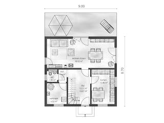 Fertighaus Haus Baier von Gebrüder Noack Holzbau Schlüsselfertig ab 324000€, Satteldach-Klassiker Grundriss 1