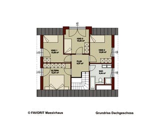 Massivhaus Noblesse 128 von FAVORIT Massivhaus Schlüsselfertig ab 322510€, Satteldach-Klassiker Grundriss 2