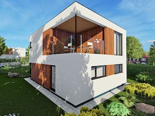 Fertighaus Quadromod 116 von NOVA TEQ - Wolf Bauservice Schlüsselfertig ab 251800€, Cubushaus Außenansicht 2