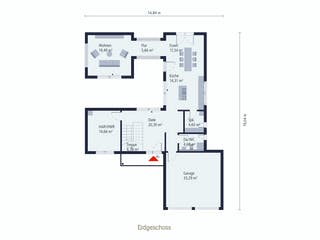 Fertighaus Musterhaus Bad Vilbel von OKAL Haus Schlüsselfertig ab 463900€, Pultdachhaus Grundriss 1