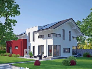Fertighaus Musterhaus Estenfeld von OKAL Haus Schlüsselfertig ab 686900€, Satteldach-Klassiker Außenansicht 1
