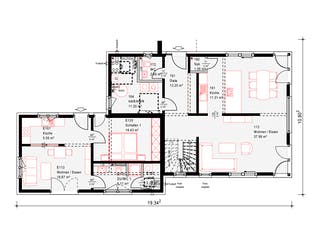 Fertighaus Musterhaus Estenfeld von OKAL Haus Schlüsselfertig ab 686900€, Satteldach-Klassiker Grundriss 1