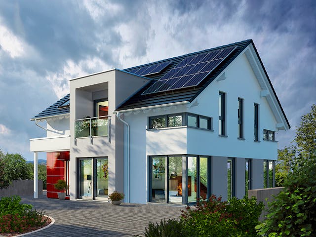 Fertighaus Musterhaus Fellbach von OKAL Haus Schlüsselfertig ab 557900€, Satteldach-Klassiker Außenansicht 1 Fertighaus Musterhaus Fellbach von OKAL Haus Schlüsselfertig ab 557900€, Satteldach-Klassiker Außenansicht 1