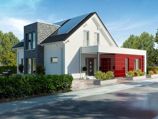 Fertighaus Musterhaus Langenhagen von OKAL Haus Schlüsselfertig ab 671900€, Satteldach-Klassiker Außenansicht 1