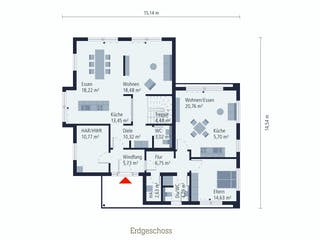 Fertighaus Musterhaus Langenhagen von OKAL Haus Schlüsselfertig ab 671900€, Satteldach-Klassiker Grundriss 1