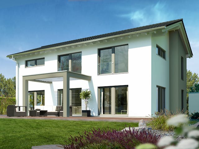 Fertighaus Musterhaus Villingen-Schwenningen von OKAL Haus Schlüsselfertig ab 512900€, Satteldach-Klassiker Außenansicht 1 Fertighaus Musterhaus Villingen-Schwenningen von OKAL Haus Schlüsselfertig ab 512900€, Satteldach-Klassiker Außenansicht 1