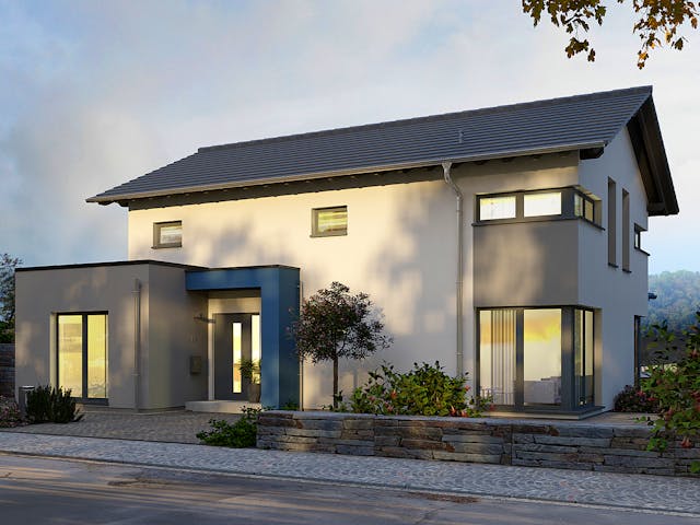 Fertighaus Musterhaus Werder von OKAL Haus Schlüsselfertig ab 527900€, Satteldach-Klassiker Außenansicht 1 Fertighaus Musterhaus Werder von OKAL Haus Schlüsselfertig ab 527900€, Satteldach-Klassiker Außenansicht 1