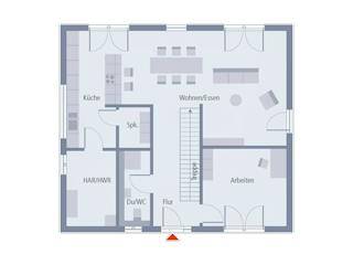 Fertighaus Stadtvilla 16 von OKAL Haus Schlüsselfertig ab 483900€, Stadtvilla Grundriss 1