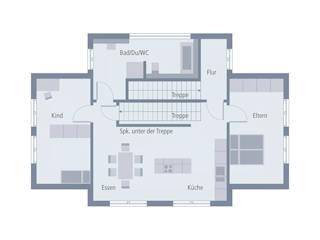 Fertighaus TownHouse 13.2 Satteldach von OKAL Haus Schlüsselfertig ab 605900€, Satteldach-Klassiker Grundriss 2