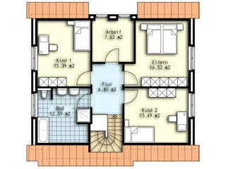 Massivhaus Pluto von OLFA Haus Schlüsselfertig ab 315500€, Satteldach-Klassiker Grundriss 2