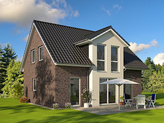 Massivhaus Polaris 3 von OLFA Haus Schlüsselfertig ab 273500€, Satteldach-Klassiker Außenansicht 1