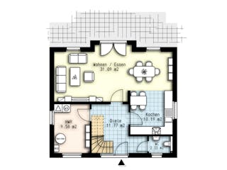 Massivhaus Polaris 3 von OLFA Haus Schlüsselfertig ab 273500€, Satteldach-Klassiker Grundriss 1