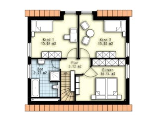 Massivhaus Polaris 3 von OLFA Haus Schlüsselfertig ab 273500€, Satteldach-Klassiker Grundriss 2