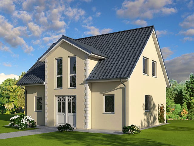 Massivhaus Polaris 5 von OLFA Haus Schlüsselfertig ab 277000€, Satteldach-Klassiker Außenansicht 1 Massivhaus Polaris 5 von OLFA Haus Schlüsselfertig ab 277000€, Satteldach-Klassiker Außenansicht 1