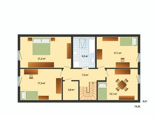 Fertighaus Oslo - Holzhaus im skandinavischen Stil von Danhaus Deutschland, Satteldach-Klassiker Grundriss 2