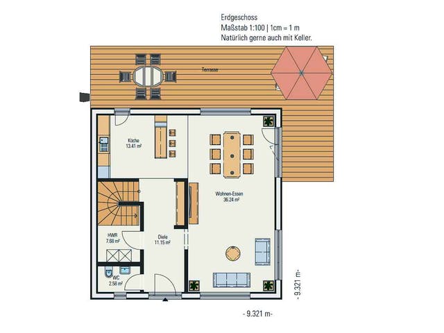 Fertighaus Stadtvilla Cube von petershaus, Stadtvilla Grundriss 1