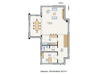 Fertighaus Einfamilienhaus mit Erker und großzügigem Balkon von petershaus, Satteldach-Klassiker Grundriss 1