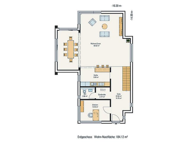 Fertighaus Musterhaus von petershaus, Satteldach-Klassiker Grundriss 1