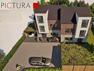 Massivhaus Doppelhaushälfte Bensberg von PICTURA creativhaus Schlüsselfertig ab 560000€, Satteldach-Klassiker Außenansicht 3