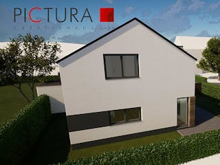 Massivhaus Einfamilienhaus Satteldachhaus Modern von PICTURA creativhaus Schlüsselfertig ab 420000€, Außenansicht 2