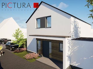 Massivhaus Einfamilienhaus Satteldachhaus Modern von PICTURA creativhaus Schlüsselfertig ab 420000€, Außenansicht 4