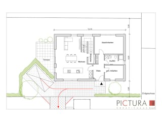 Massivhaus Einfamilienhaus Satteldachhaus Modern von PICTURA creativhaus Schlüsselfertig ab 420000€, Grundriss 1