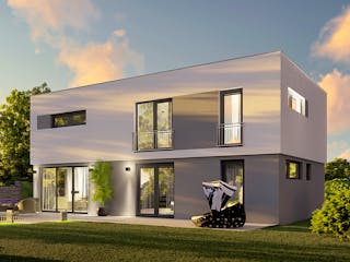 Massivhaus Amsterdam von P & P Massivhaus Schlüsselfertig ab 414000€, Cubushaus Außenansicht 4