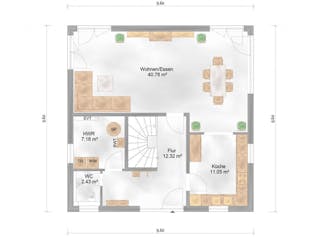 Massivhaus Florenz von P & P Massivhaus Schlüsselfertig ab 320000€, Stadtvilla Grundriss 1