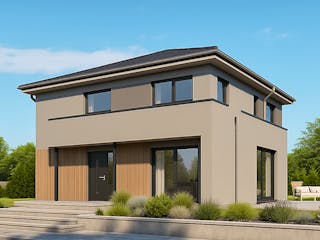 Massivhaus München von P & P Massivhaus Schlüsselfertig ab 410000€, Stadtvilla Außenansicht 4