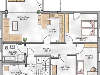 Massivhaus Oslo von P & P Massivhaus Schlüsselfertig ab 415000€, Satteldach-Klassiker Grundriss 1