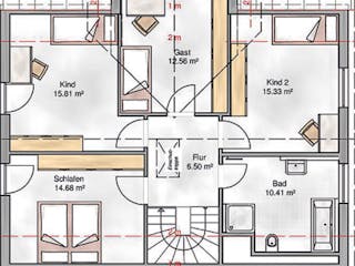 Massivhaus Pisa von P & P Massivhaus Schlüsselfertig ab 339000€, Satteldach-Klassiker Grundriss 2