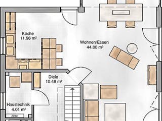 Massivhaus Verona von P & P Massivhaus Schlüsselfertig ab 309500€, Satteldach-Klassiker Grundriss 1